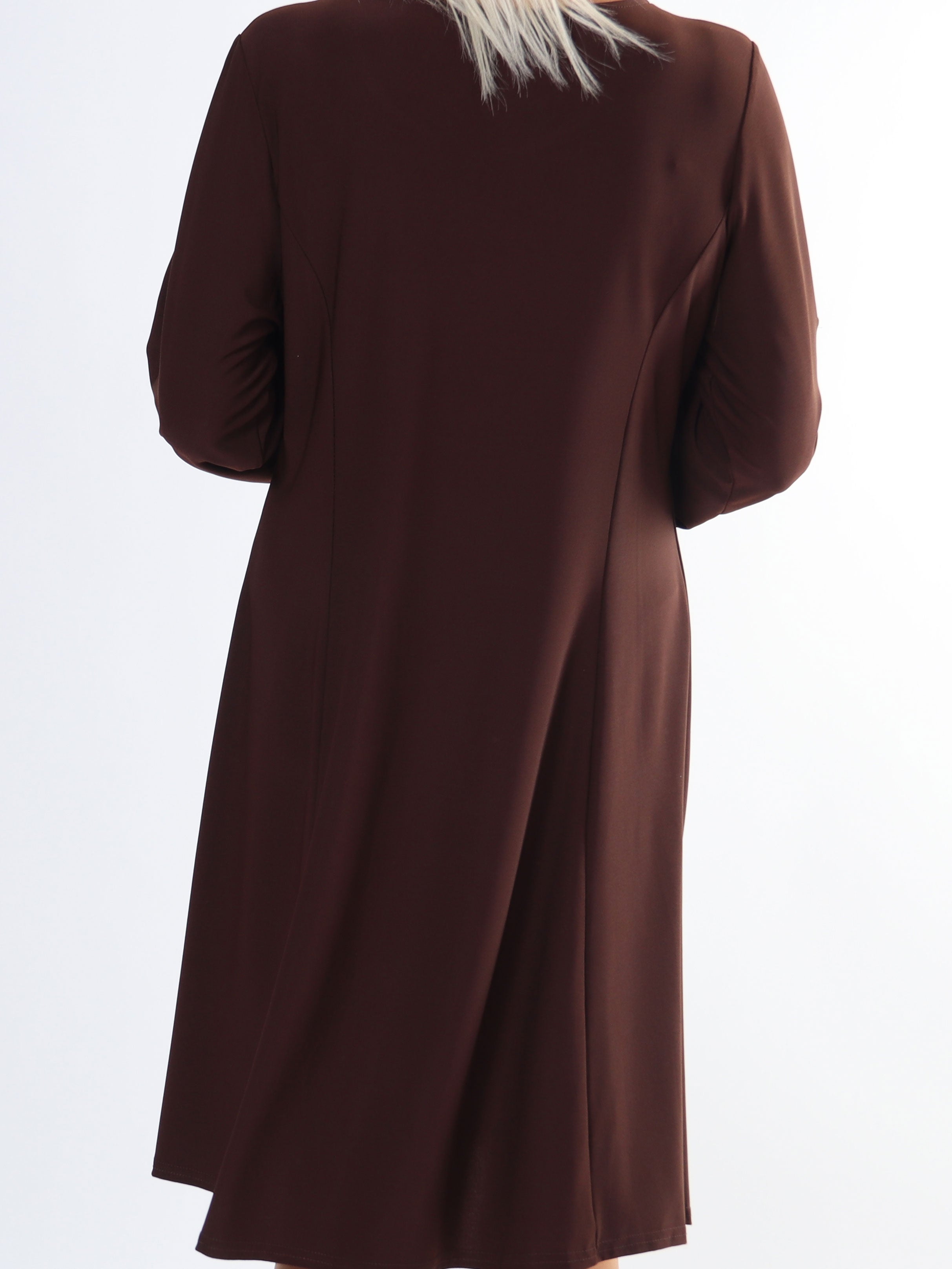 Maj Plain L/S - Elastisk plus size ensfarvet kjole